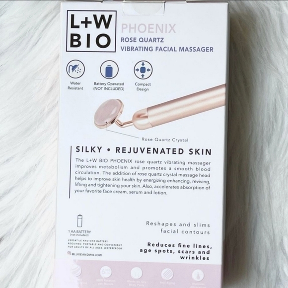 Rose Quartz Vibrating Face Roller Phoenix Luxe + Willow Facial Massager Skincare - Picture 6 of 15